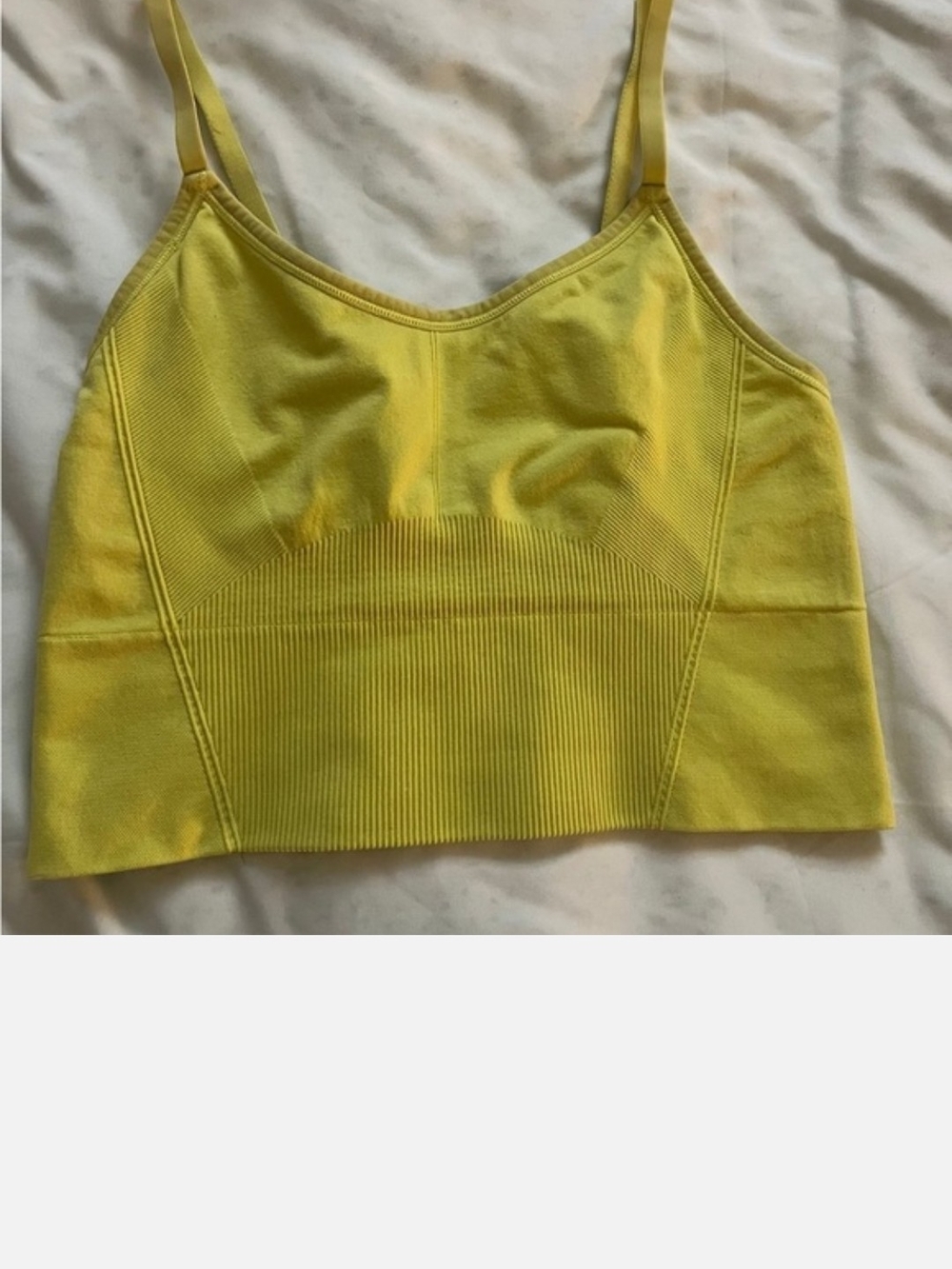 Women's Yellow Seam-Detail Sports Bra in Large